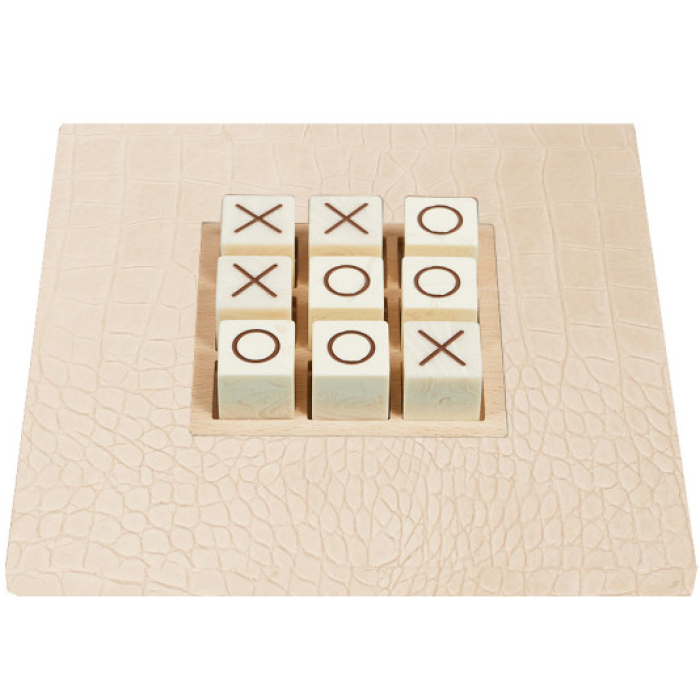 Exclusive board game "Tic Tac Toe" made of leather, beige